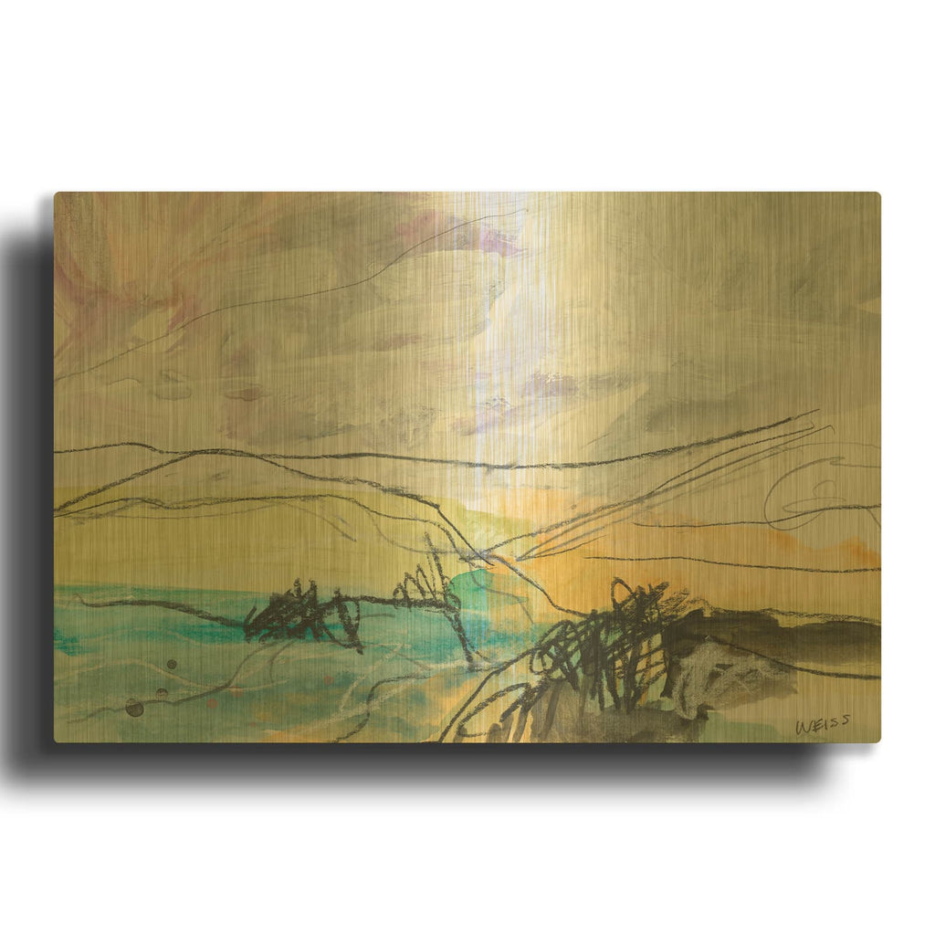 'Trail To The Sea' By Jan Weiss Gold Metal Wall Art
