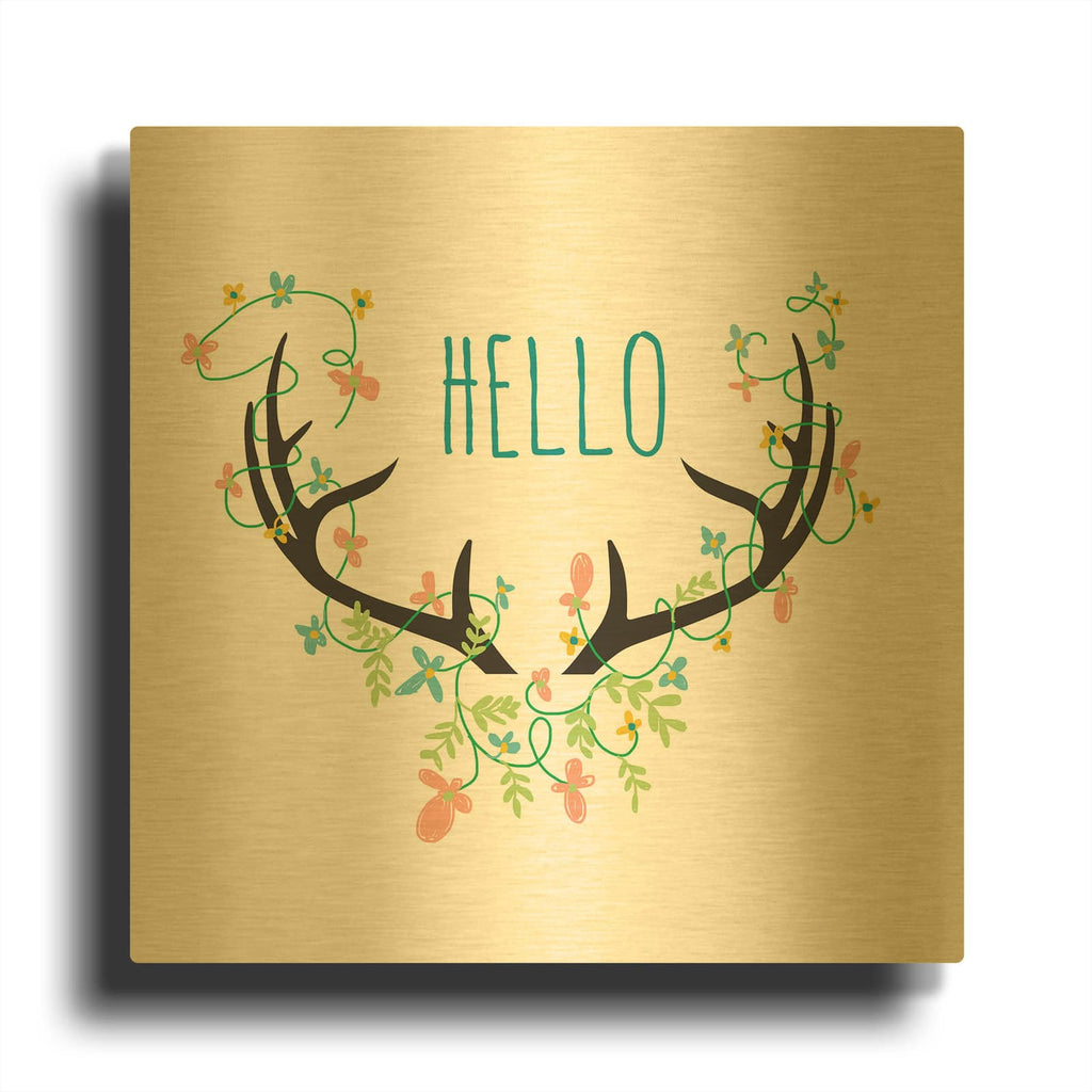 'Hello' By Jan Weiss Gold Metal Wall Art