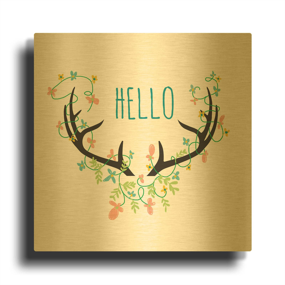 'Hello' By Jan Weiss Gold Metal Wall Art