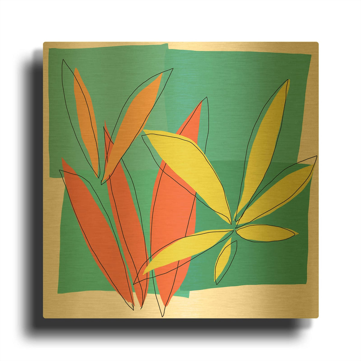 'Grasses I' By Jan Weiss Gold Metal Wall Art