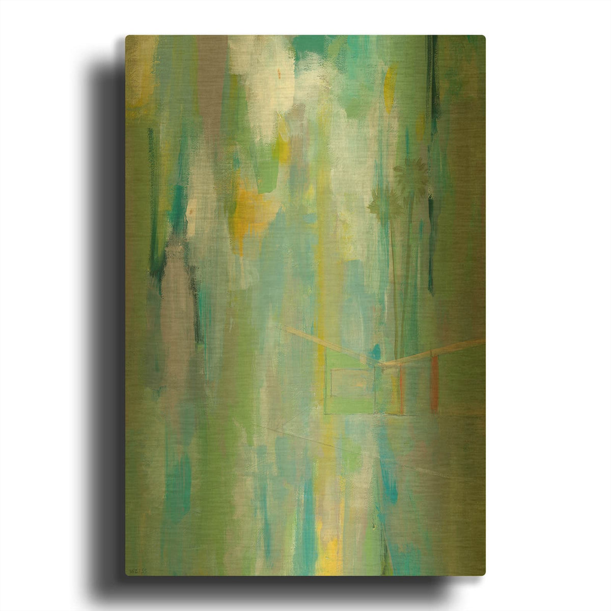 'Desert Living 3' By Jan Weiss Gold Metal Wall Art