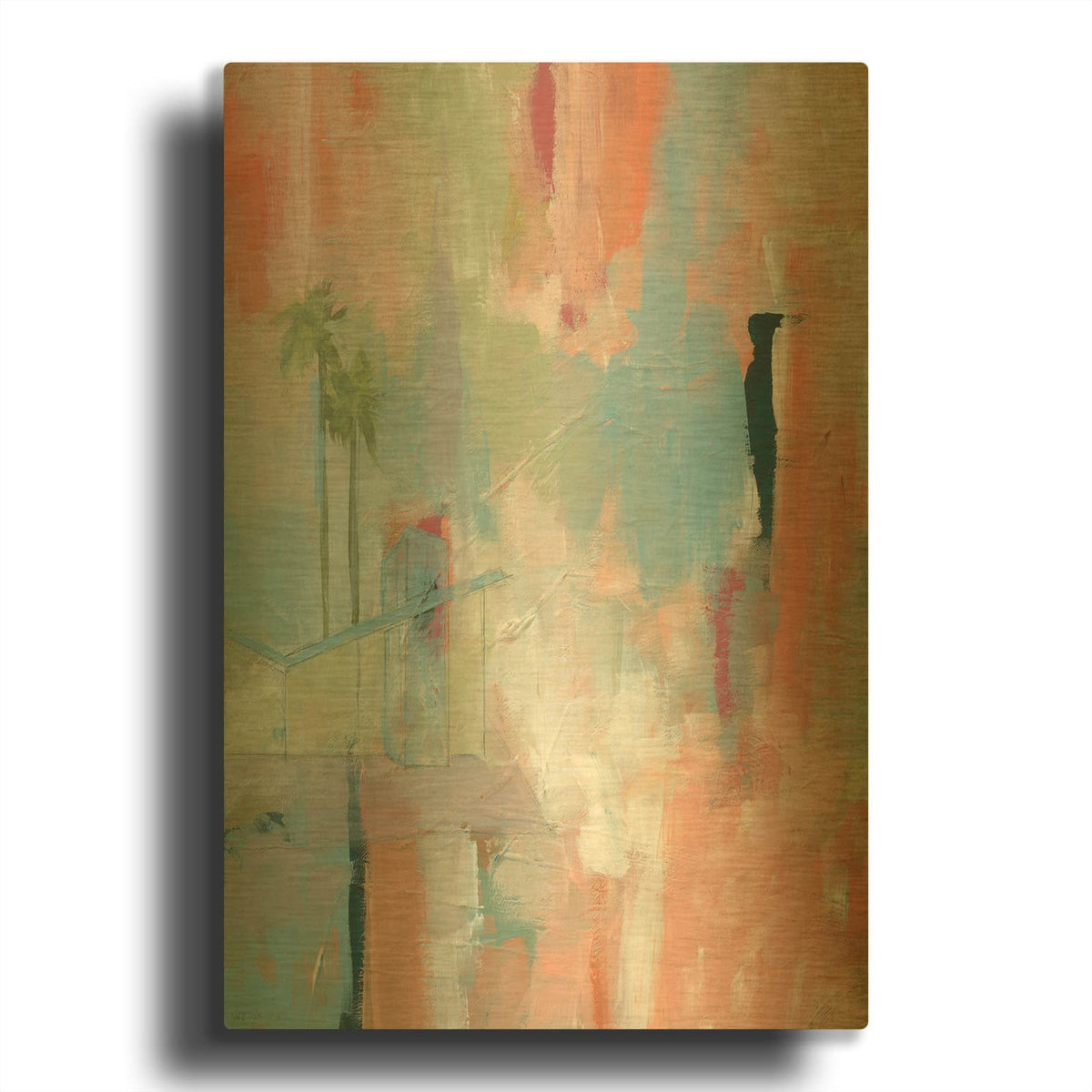 'Desert Living 2' By Jan Weiss Gold Metal Wall Art