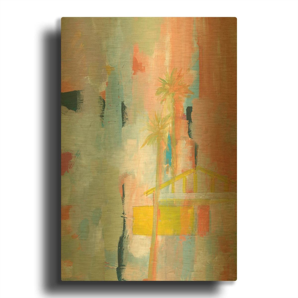 'Desert Living 1' By Jan Weiss Gold Metal Wall Art