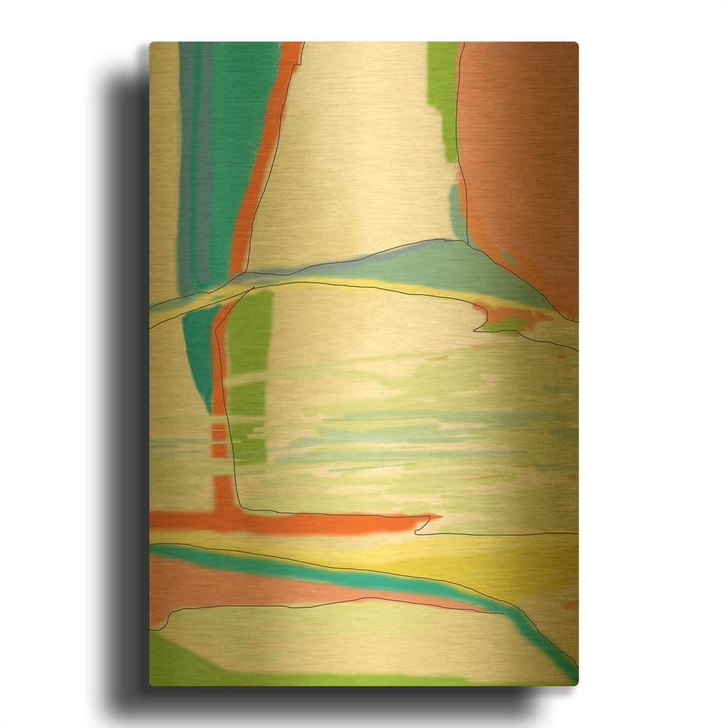 'Deconstructed Landscape 3' By Jan Weiss Gold Metal Wall Art