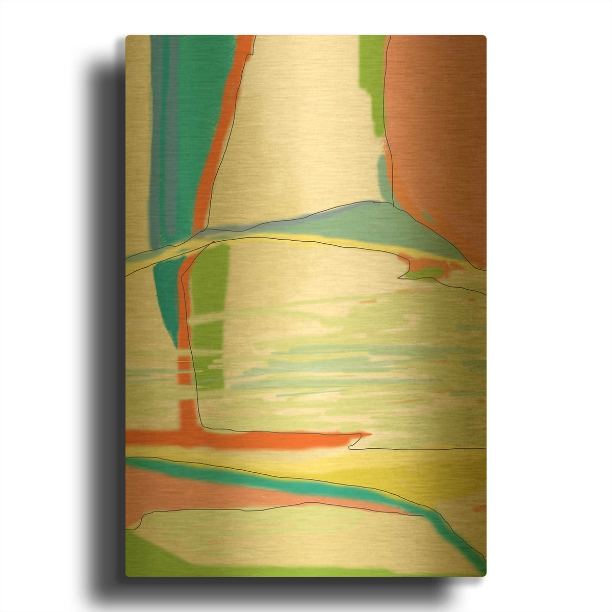 'Deconstructed Landscape 3' By Jan Weiss Gold Metal Wall Art