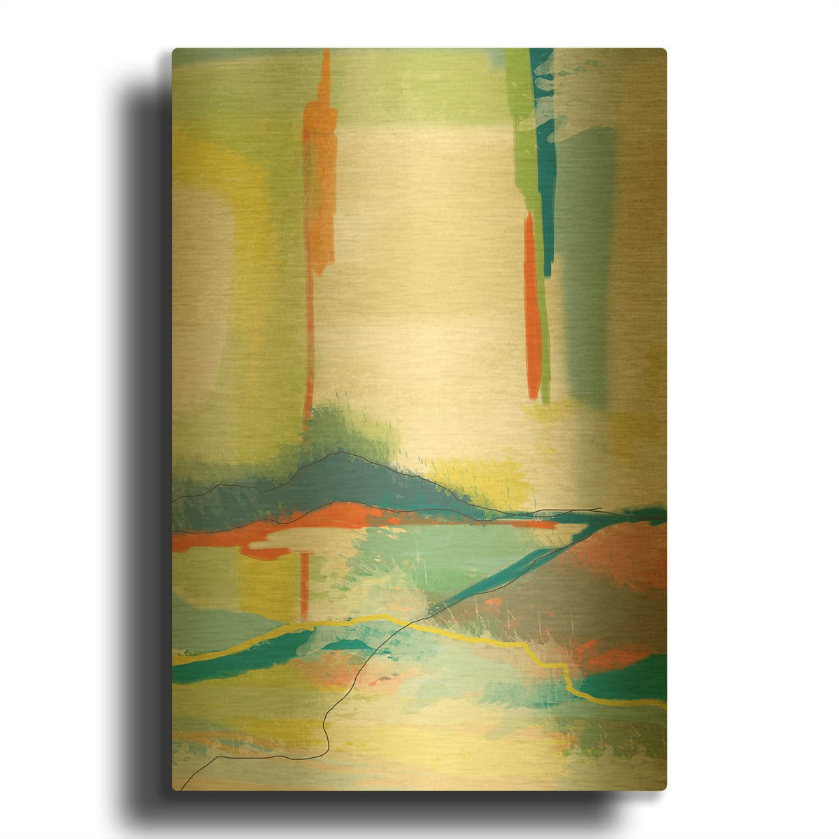 'Deconstructed Landscape 4' By Jan Weiss Gold Metal Wall Art