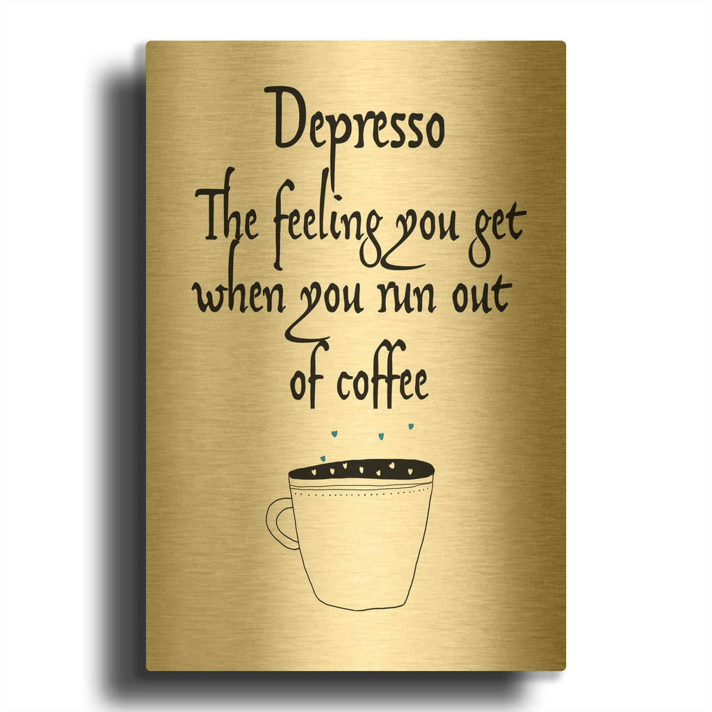 'Depresso' By Jan Weiss Gold Metal Wall Art