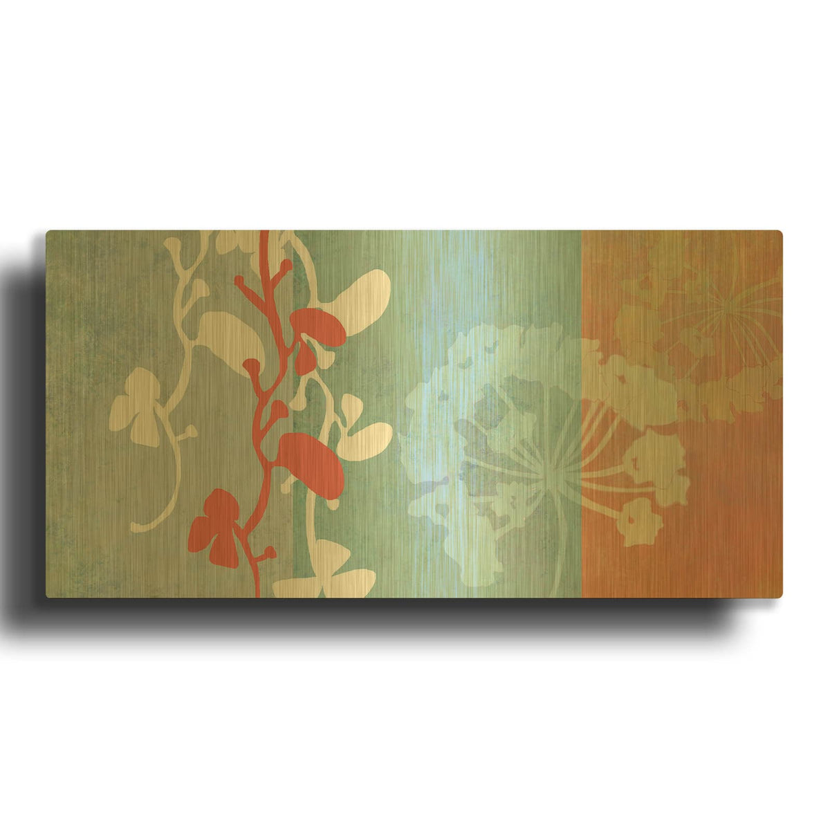 'Coral Flowers' By Jan Weiss Gold Metal Wall Art