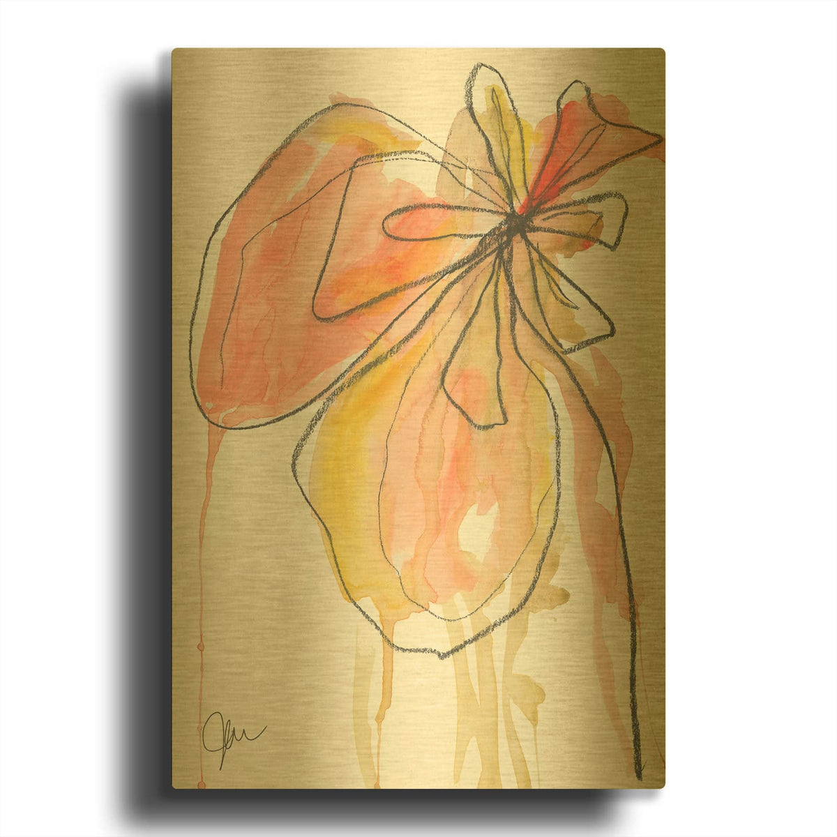 'Coral In Nature' By Jan Weiss Gold Metal Wall Art