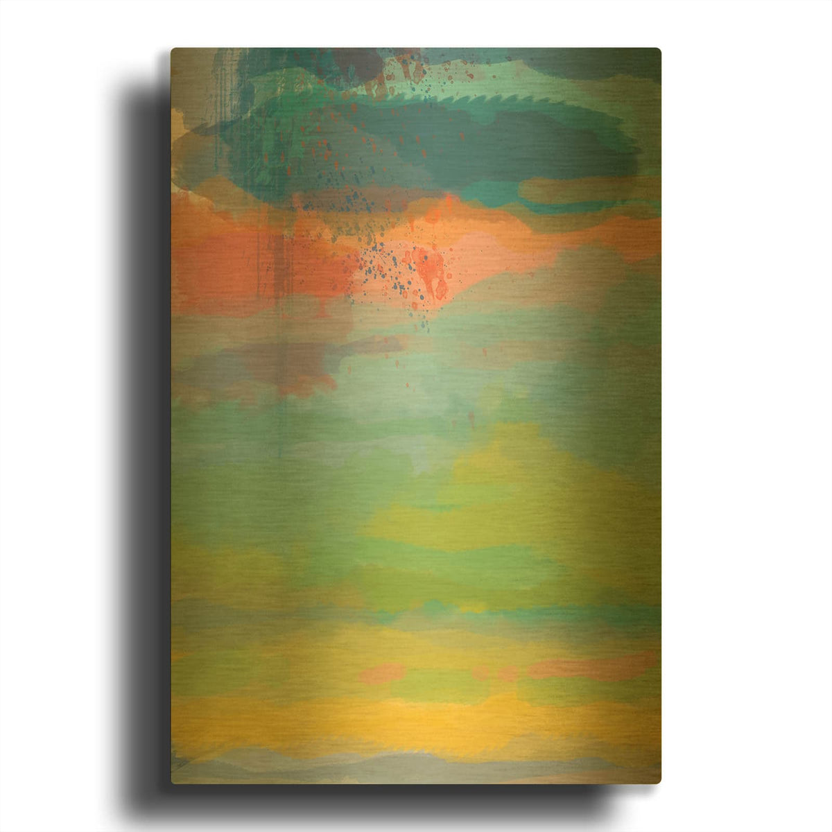 'Coral Sky' By Jan Weiss Gold Metal Wall Art