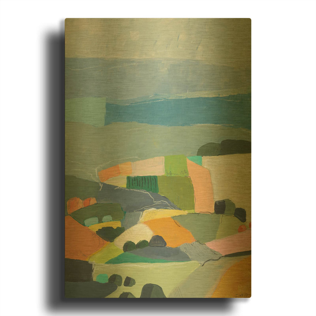 'Color Block Hills' By Jan Weiss Gold Metal Wall Art