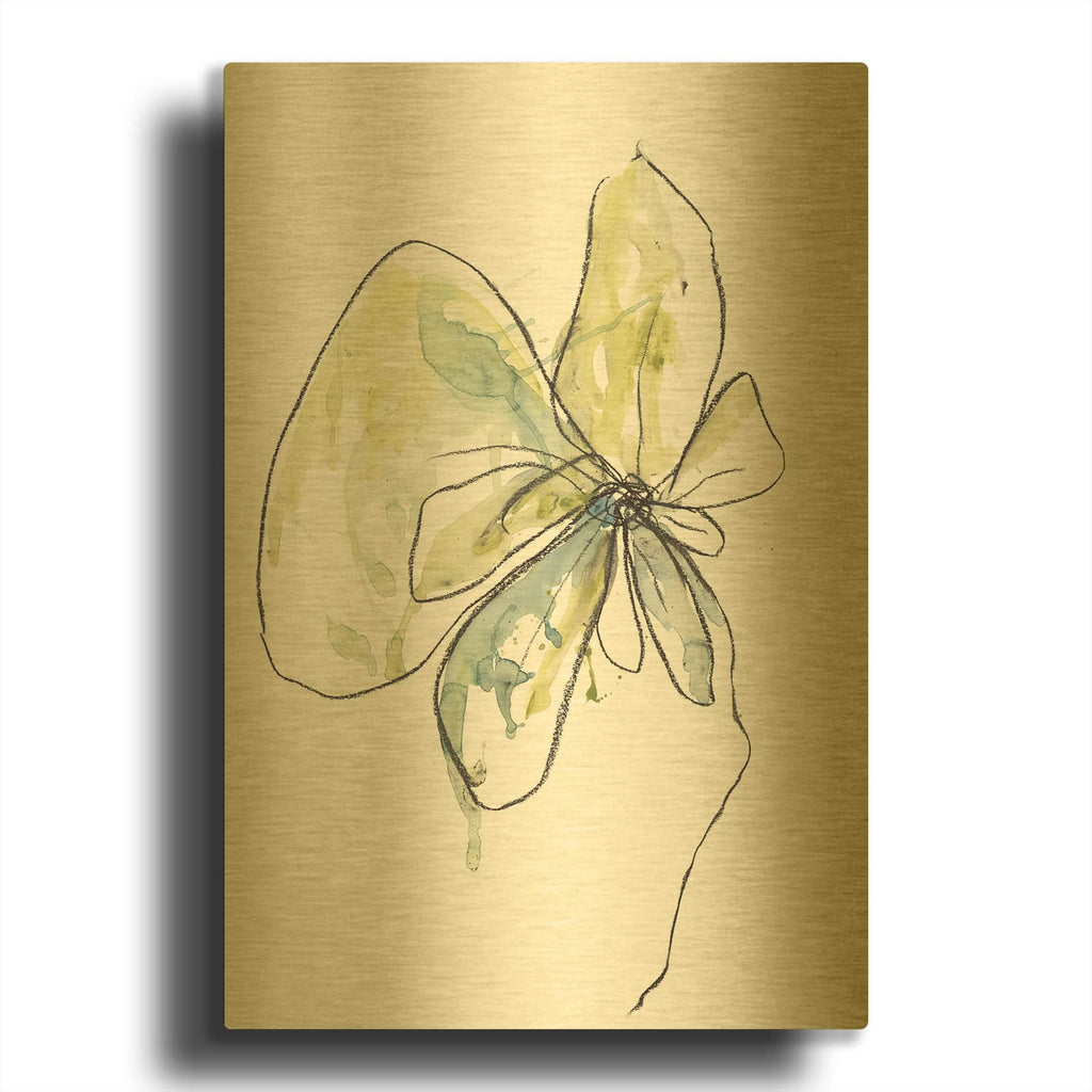 'Citron Modern Botanical' By Jan Weiss Gold Metal Wall Art