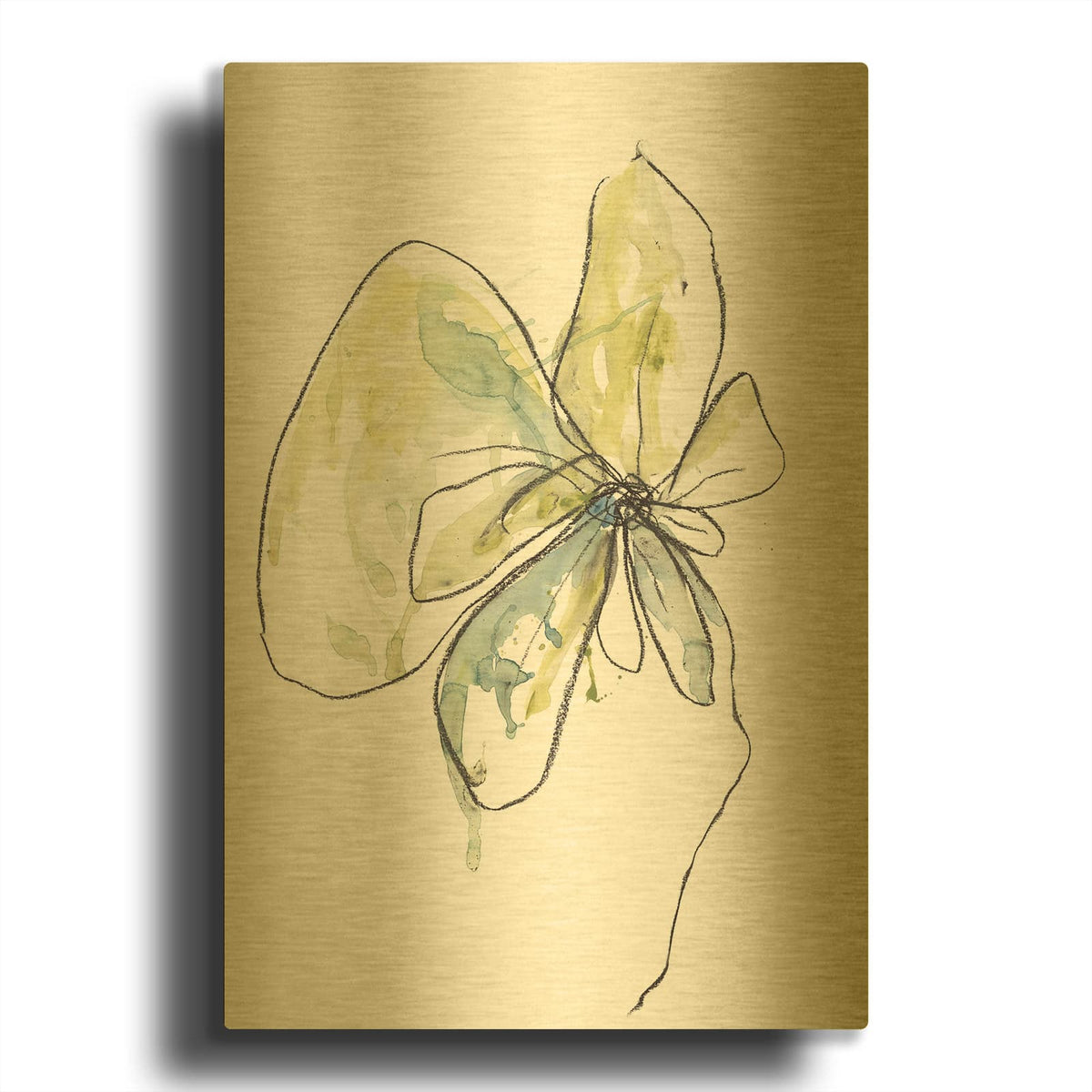 'Citron Modern Botanical' By Jan Weiss Gold Metal Wall Art