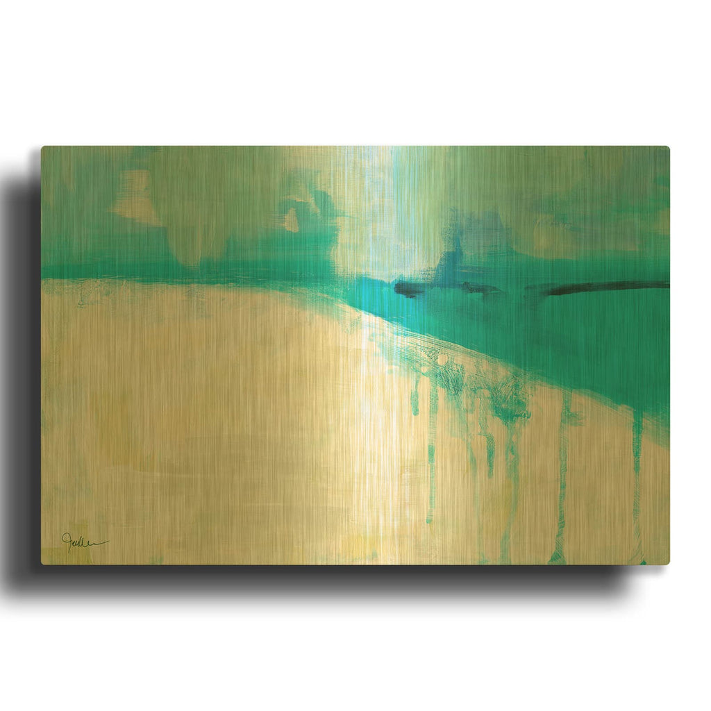 'Coastal Blues 1' By Jan Weiss Gold Metal Wall Art