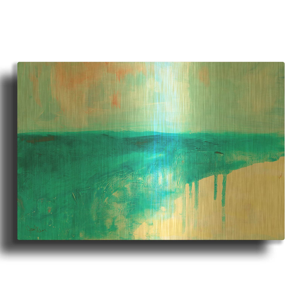 'Coastal Blues 2' By Jan Weiss Gold Metal Wall Art