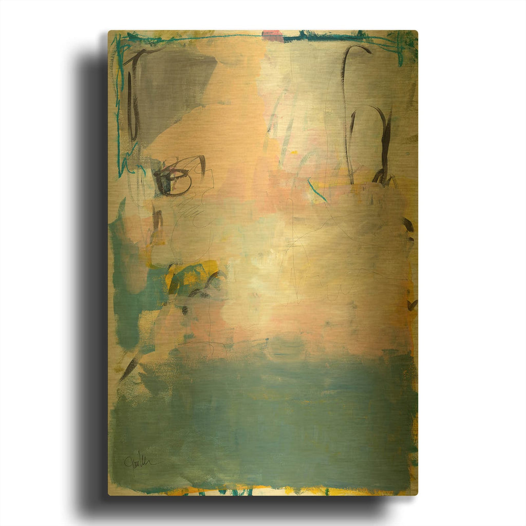 'Blue Fade No. 1' By Jan Weiss Gold Metal Wall Art