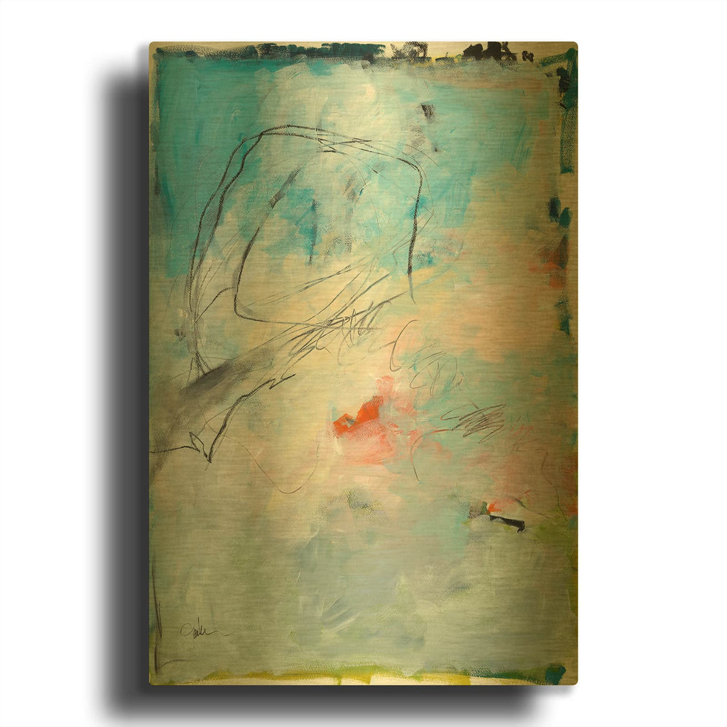 'Blue Fade No. 2' By Jan Weiss Gold Metal Wall Art