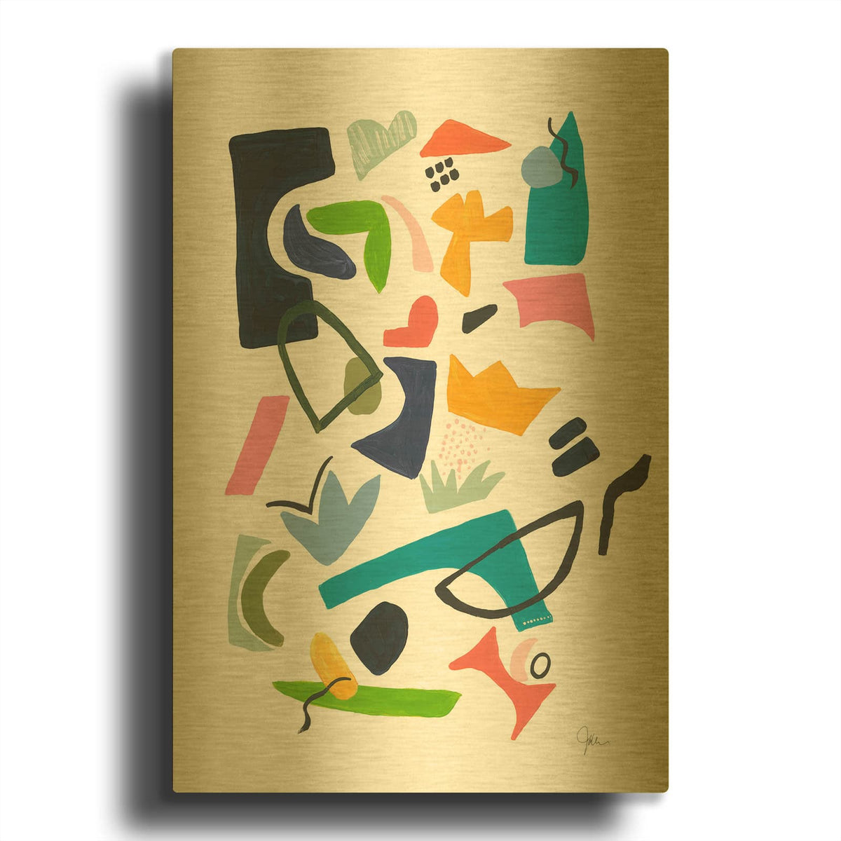 'Atomic Ranch No. 2' By Jan Weiss Gold Metal Wall Art
