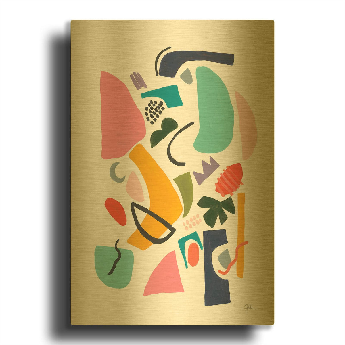 'Atomic Ranch No. 3' By Jan Weiss Gold Metal Wall Art