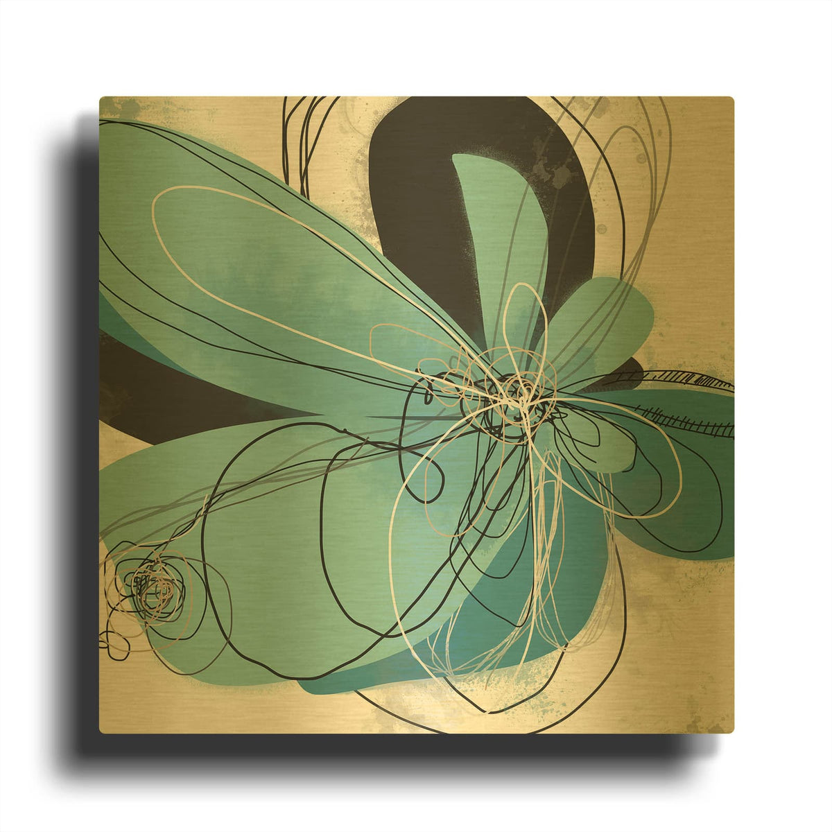 'Azul Poetry 2' By Jan Weiss Gold Metal Wall Art