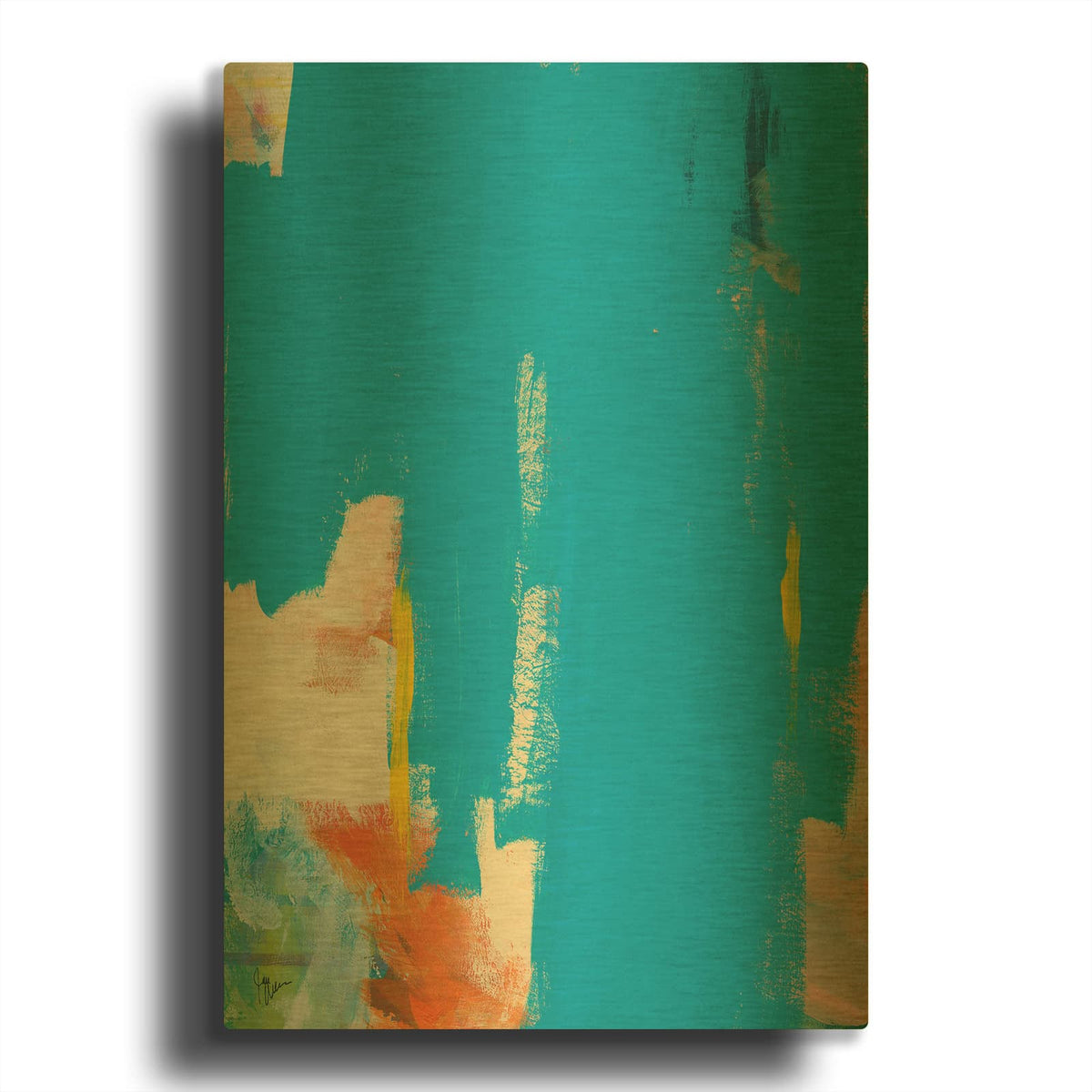 'Aqua Tide' By Jan Weiss Gold Metal Wall Art