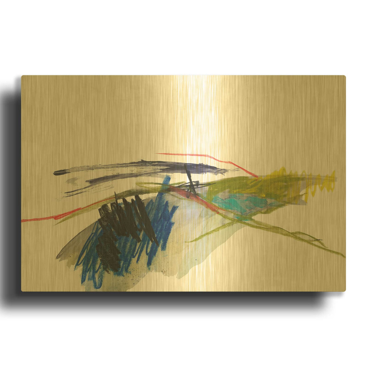 'Abstract Landscape No. 8' By Jan Weiss Gold Metal Wall Art
