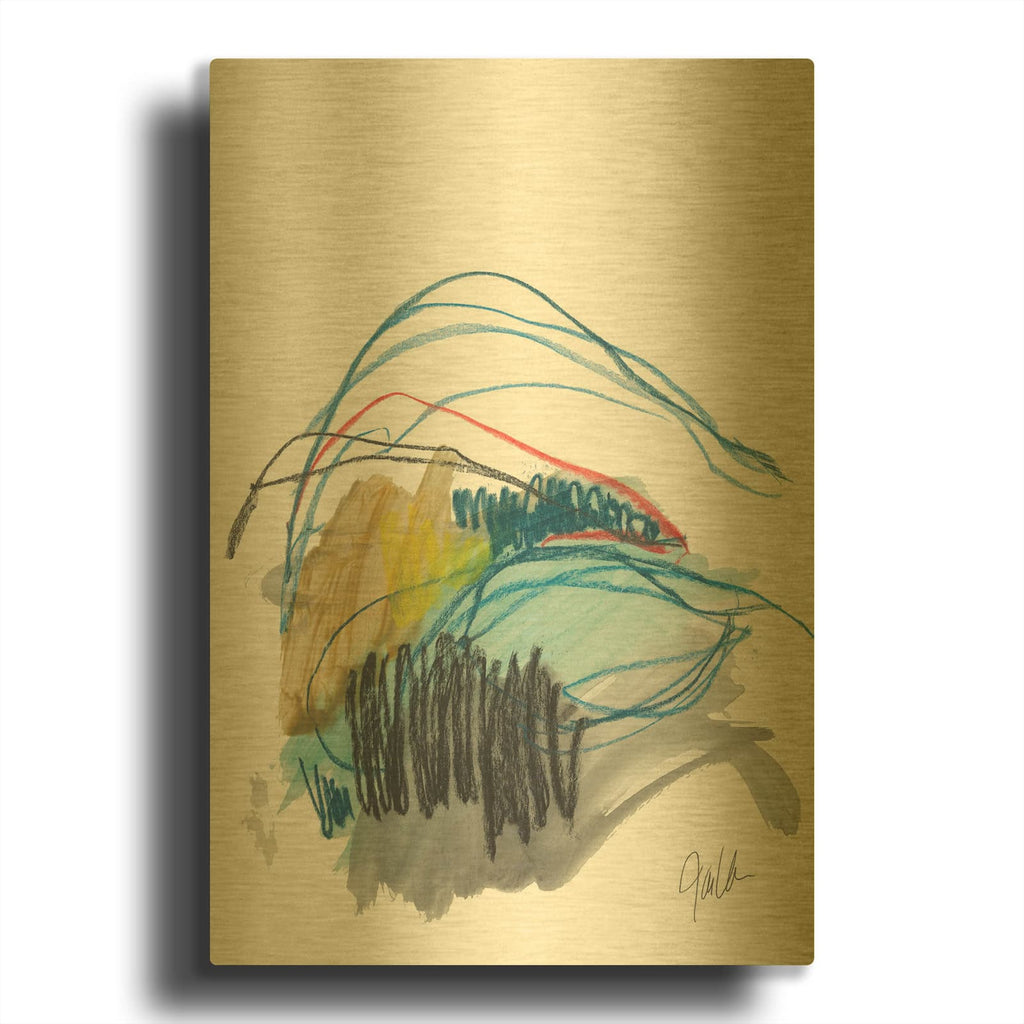 'Abstract Landscape No. 19' By Jan Weiss Gold Metal Wall Art