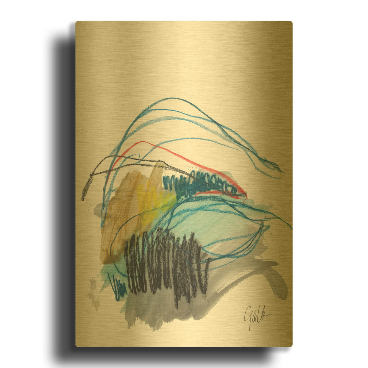 'Abstract Landscape No. 19' By Jan Weiss Gold Metal Wall Art