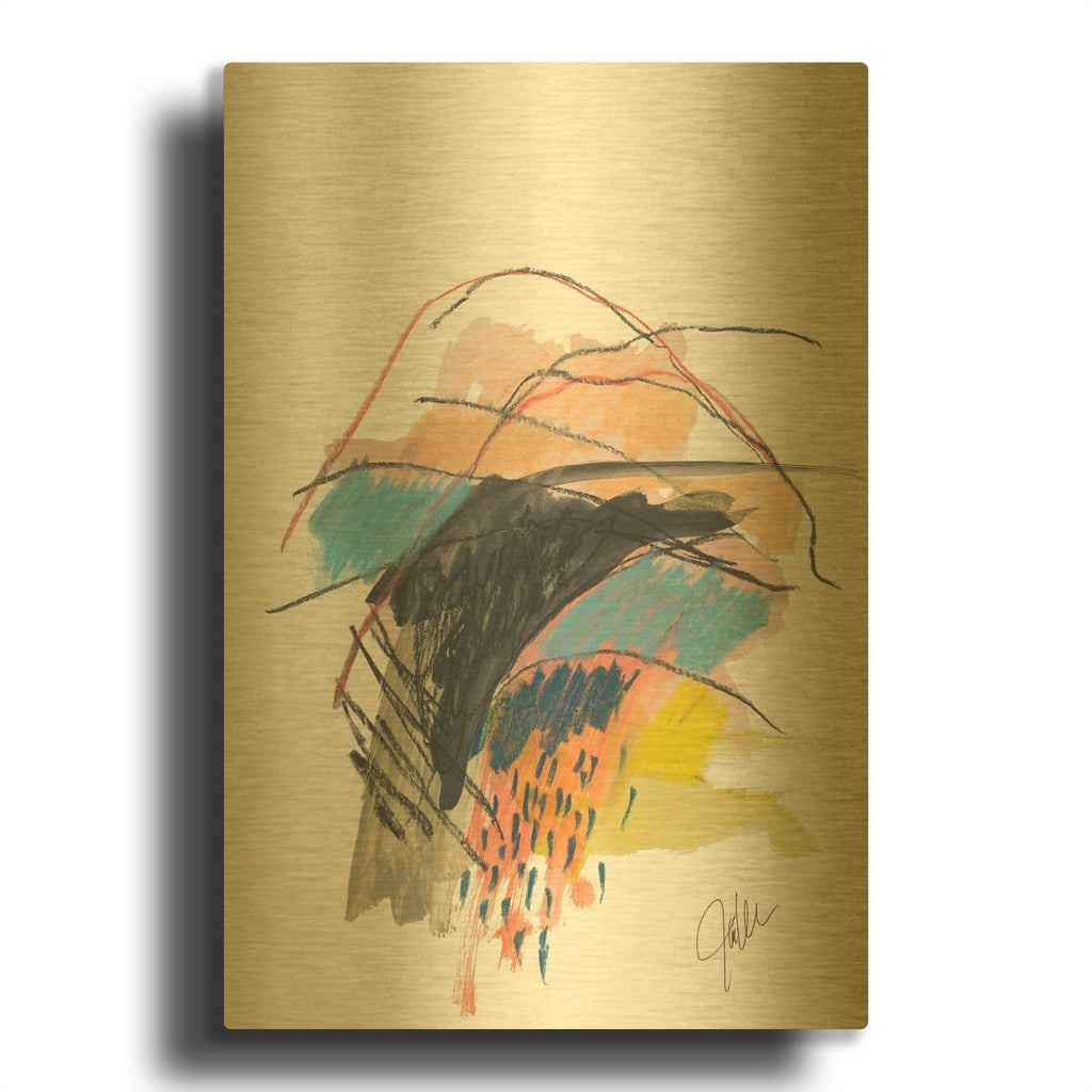 'Abstract Landscape No. 29' By Jan Weiss Gold Metal Wall Art