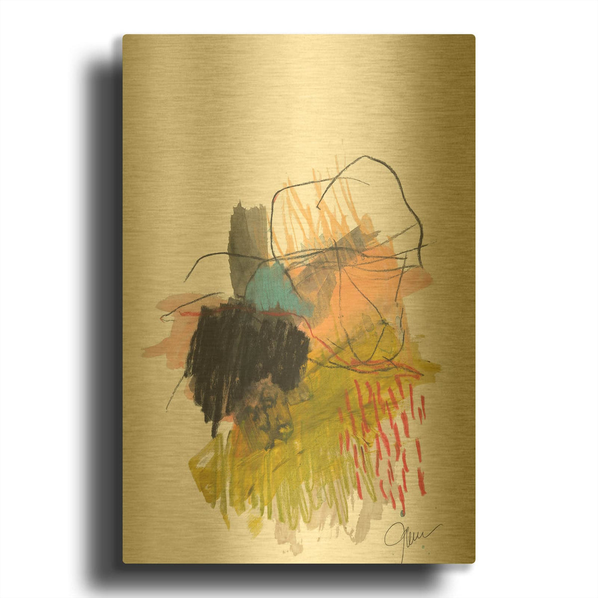 'Abstract Landscape No. 30' By Jan Weiss Gold Metal Wall Art
