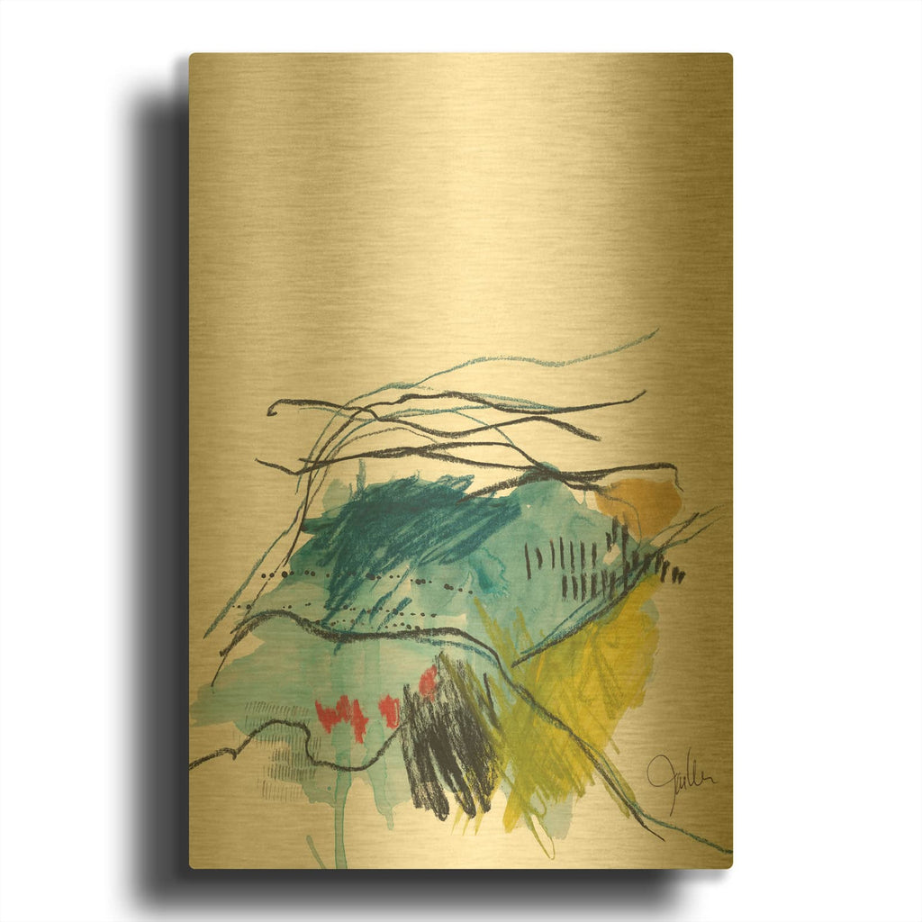 'Abstract Landscape No. 35' By Jan Weiss Gold Metal Wall Art