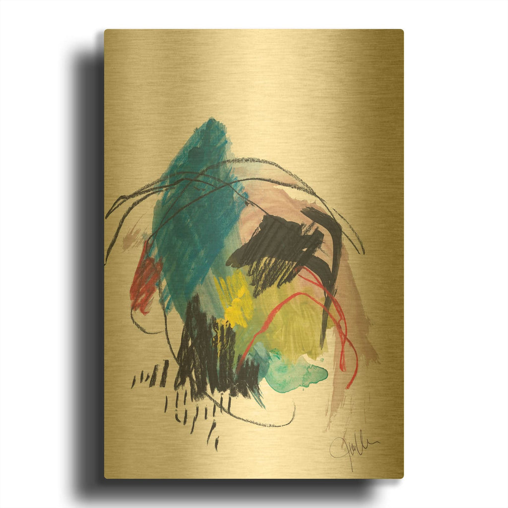 'Abstract Landscape No. 36' By Jan Weiss Gold Metal Wall Art