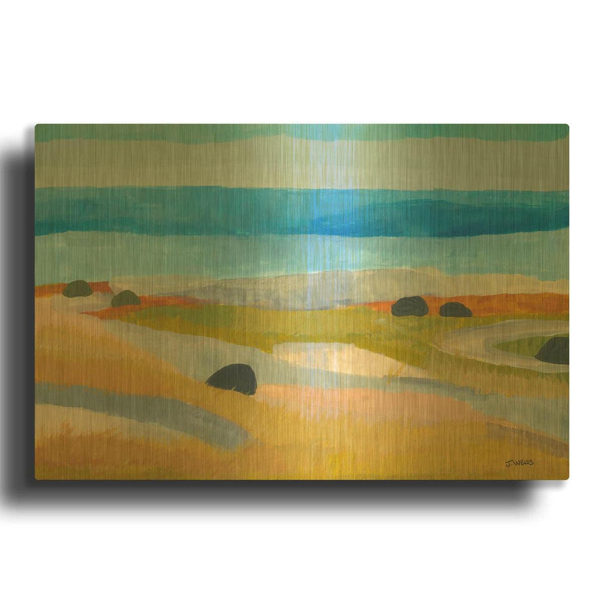 'A Field In Iceland' By Jan Weiss Gold Metal Wall Art