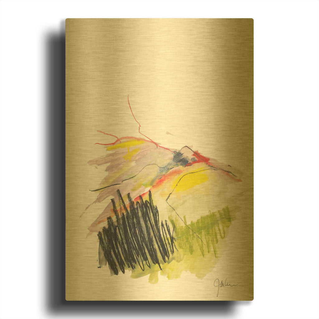 'Abstract Landscape No. 12' By Jan Weiss Gold Metal Wall Art