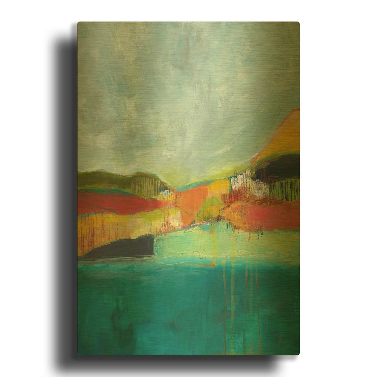'View Across The Bay' By Jan Weiss Gold Metal Wall Art