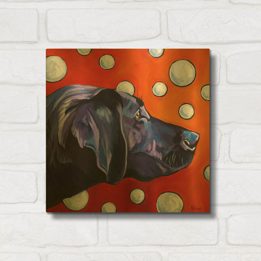 'Lab and Bubbles' By Kathryn Wronski Gold Metal Wall Art