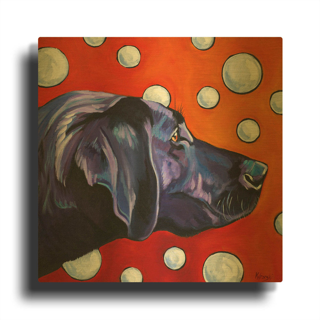 'Lab and Bubbles' By Kathryn Wronski Gold Metal Wall Art