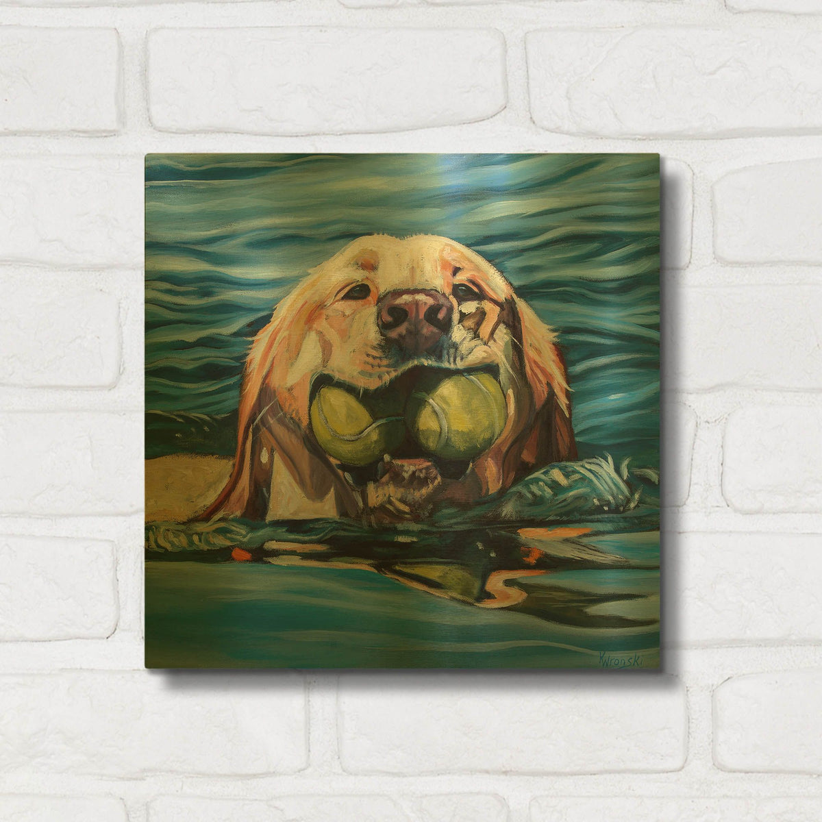 'Fetch' By Kathryn Wronski Gold Metal Wall Art