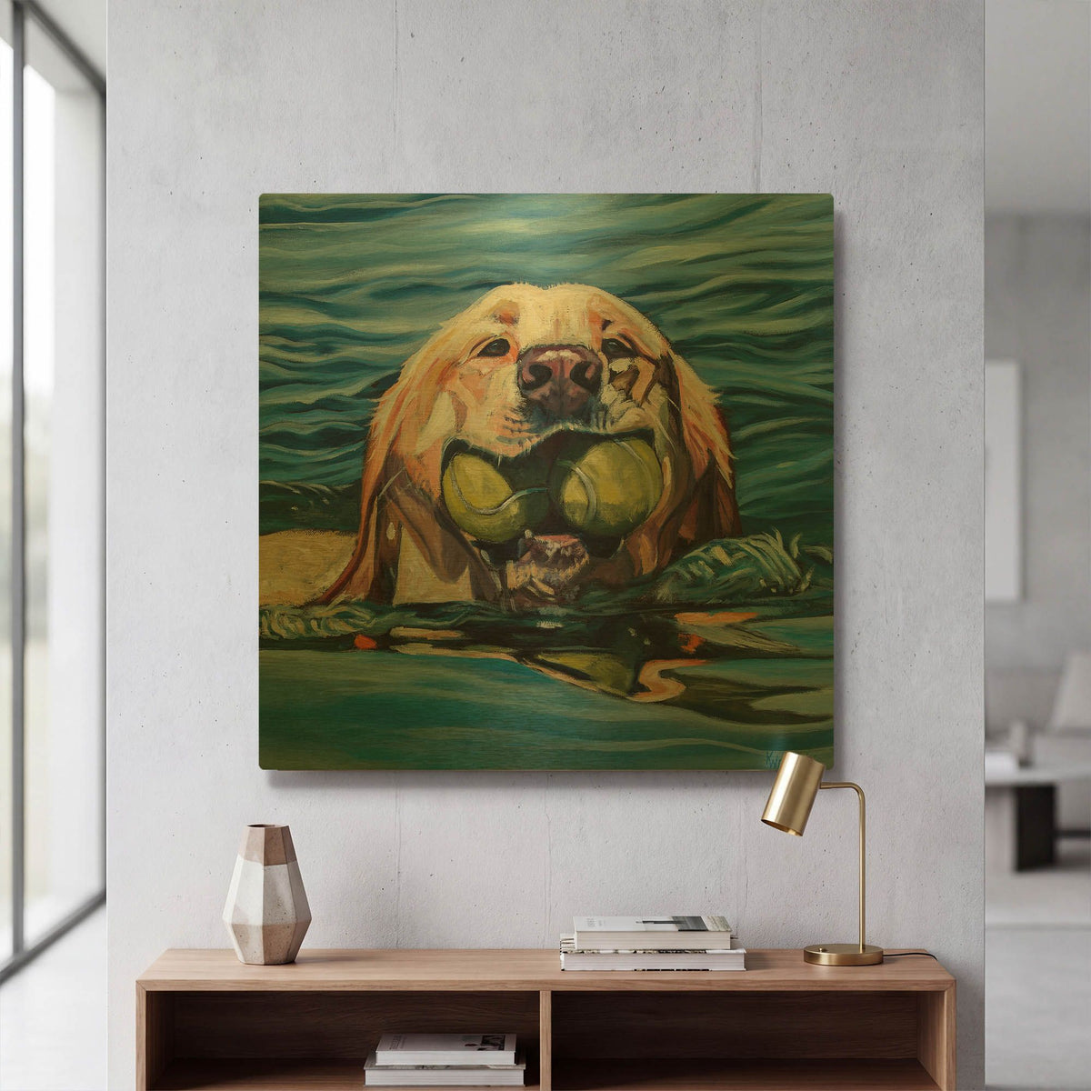 'Fetch' By Kathryn Wronski Gold Metal Wall Art