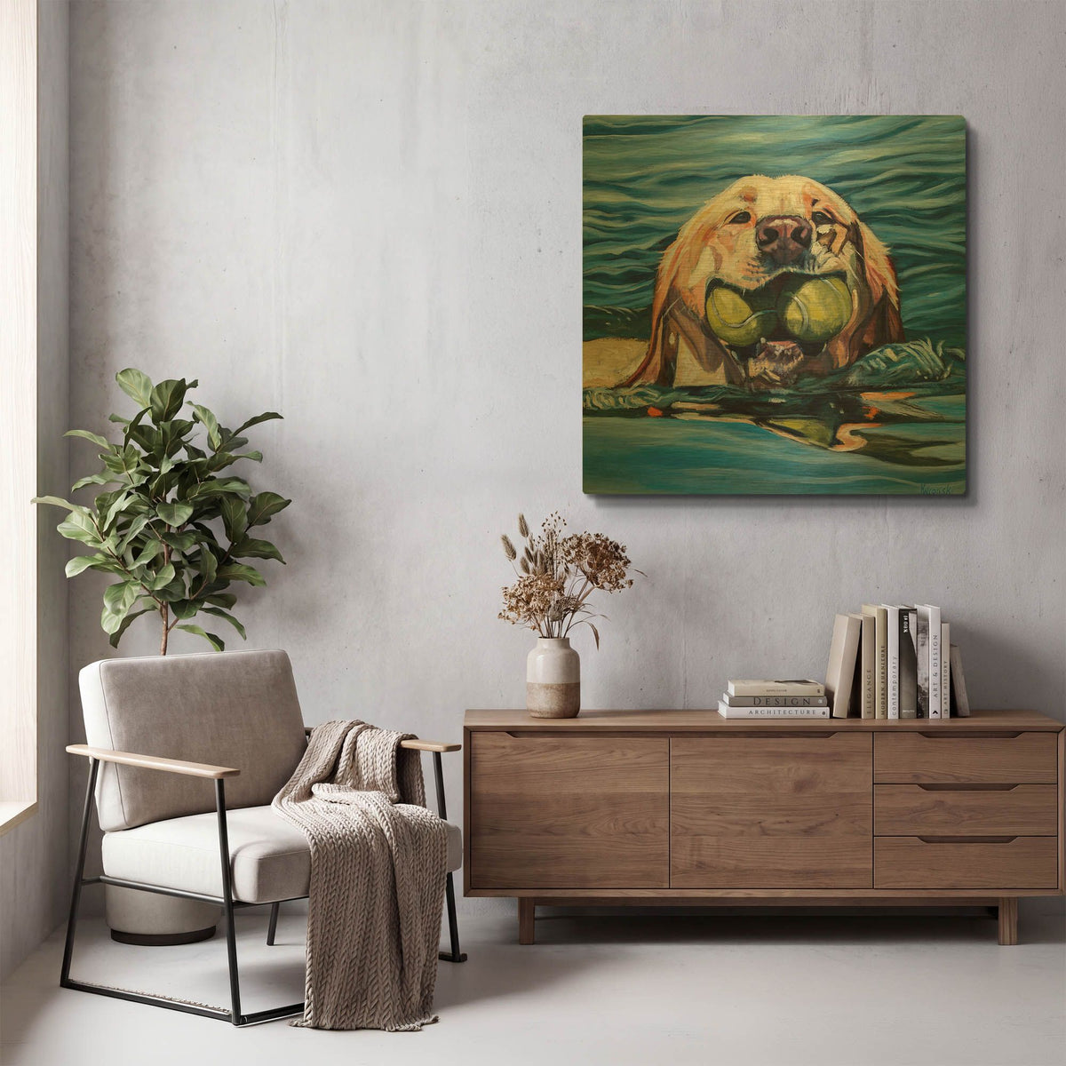 'Fetch' By Kathryn Wronski Gold Metal Wall Art