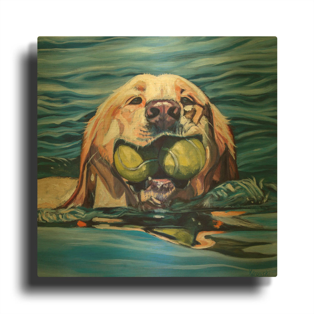 'Fetch' By Kathryn Wronski Gold Metal Wall Art