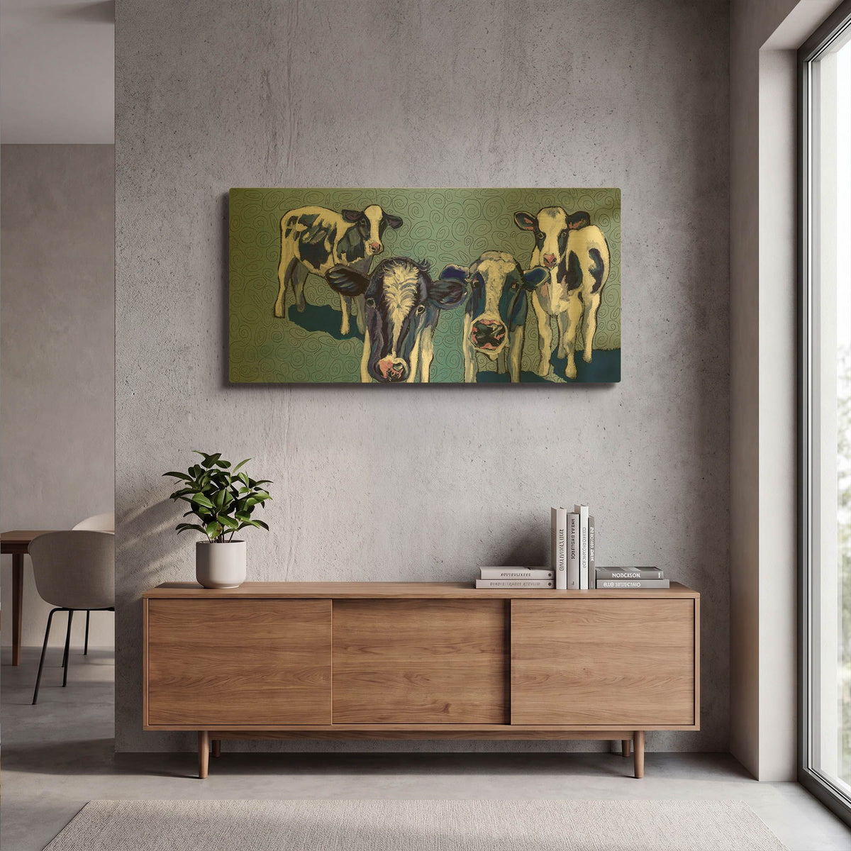 'Four Cows' By Kathryn Wronski Gold Metal Wall Art