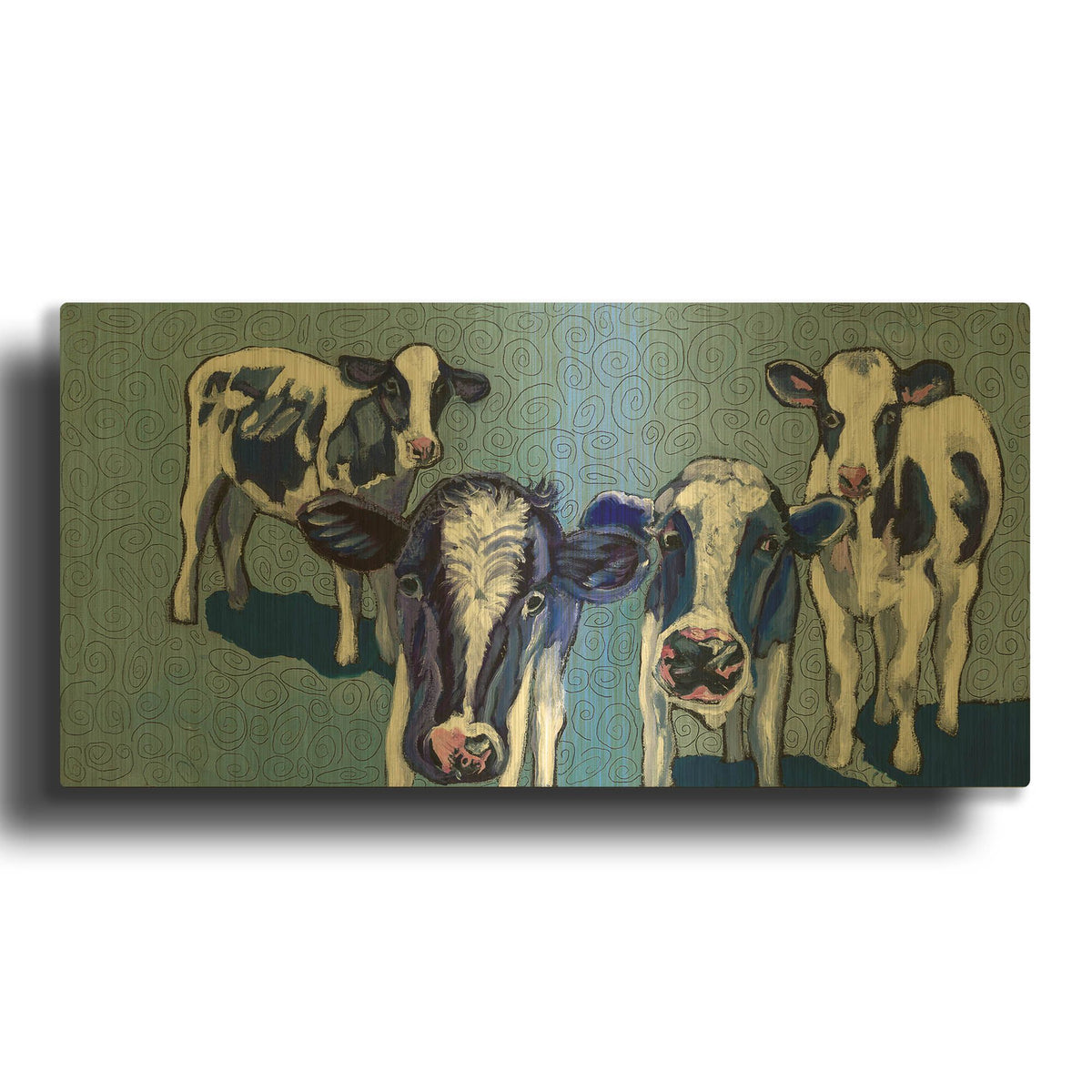 'Four Cows' By Kathryn Wronski Gold Metal Wall Art
