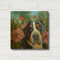 'Dog and Dragonflies' By Kathryn Wronski Gold Metal Wall Art