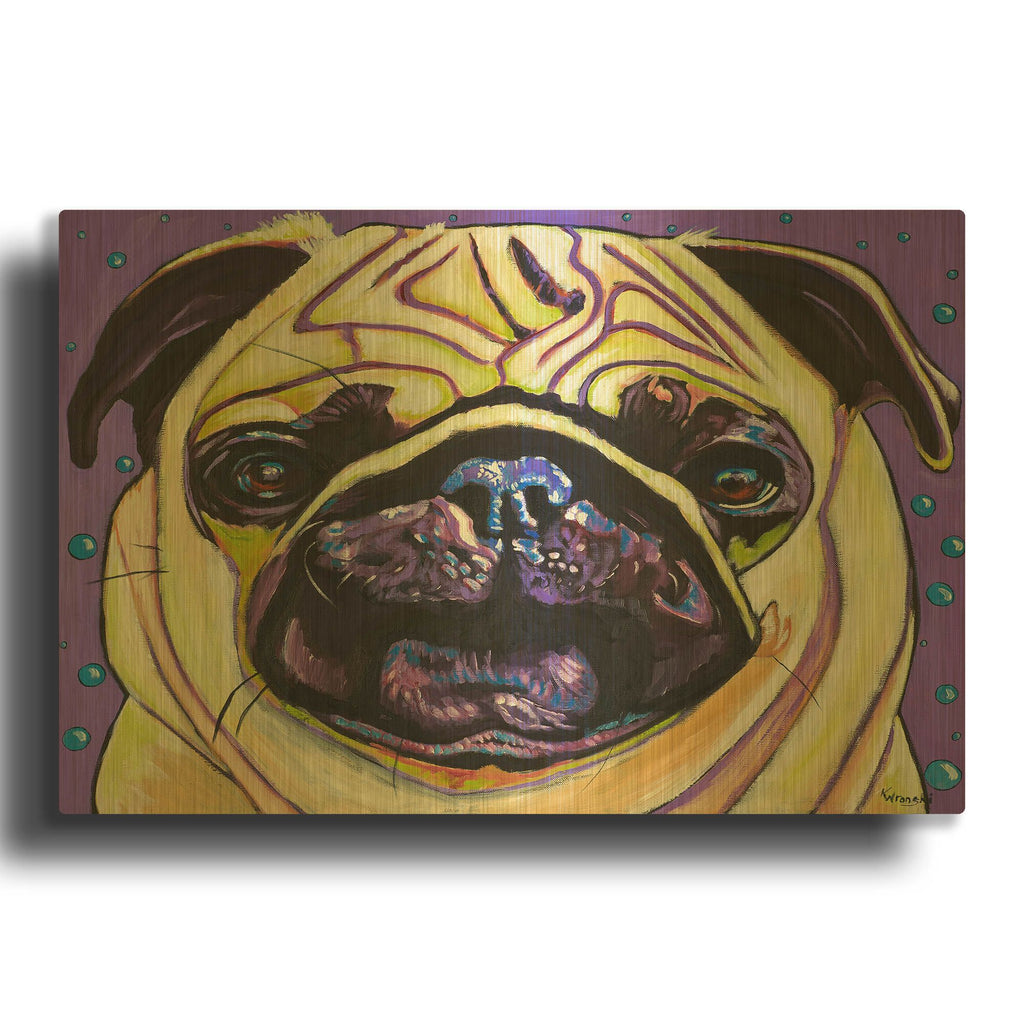'Purple Pug' By Kathryn Wronski Gold Metal Wall Art
