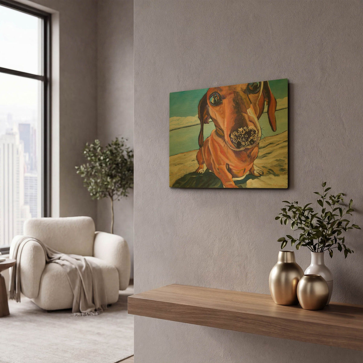 'Sand Dog' By Kathryn Wronski Gold Metal Wall Art