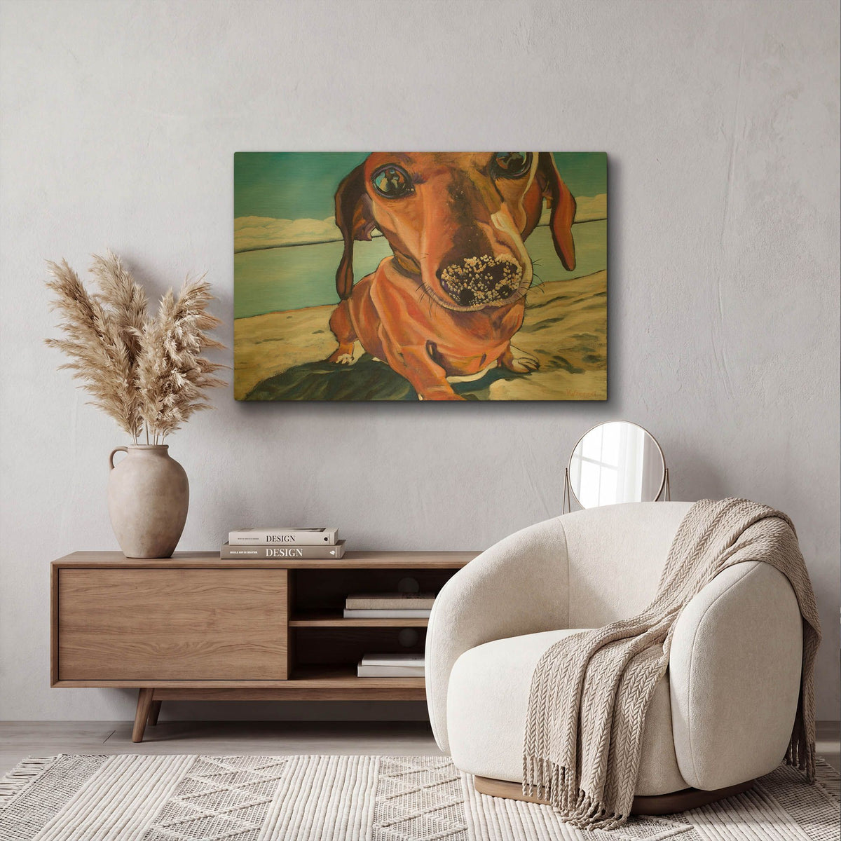'Sand Dog' By Kathryn Wronski Gold Metal Wall Art