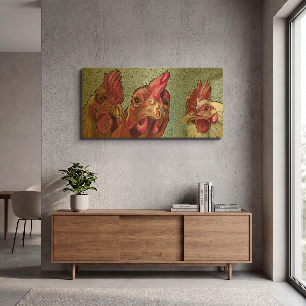 'Three Chicks' By Kathryn Wronski Gold Metal Wall Art