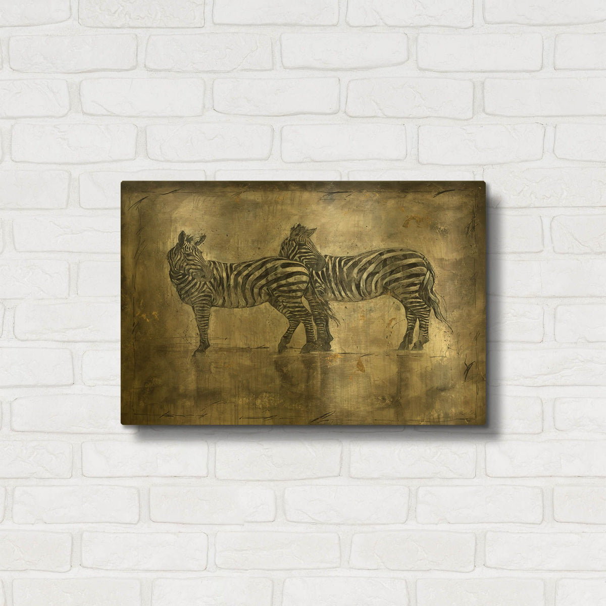 'Zebras' By Marta Wiley Gold Metal Wall Art
