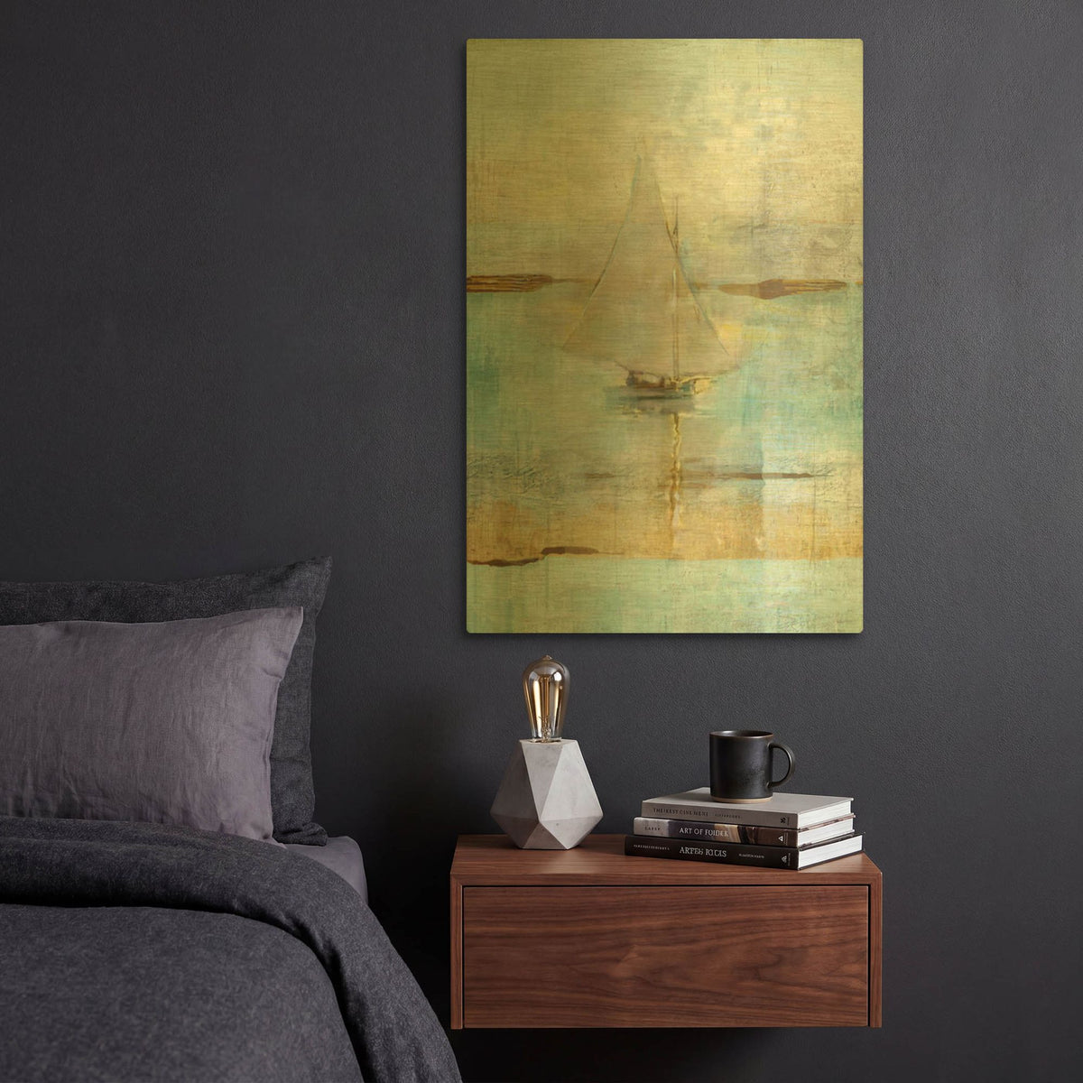 'Sailing In Dusk' By Marta Wiley Gold Metal Wall Art